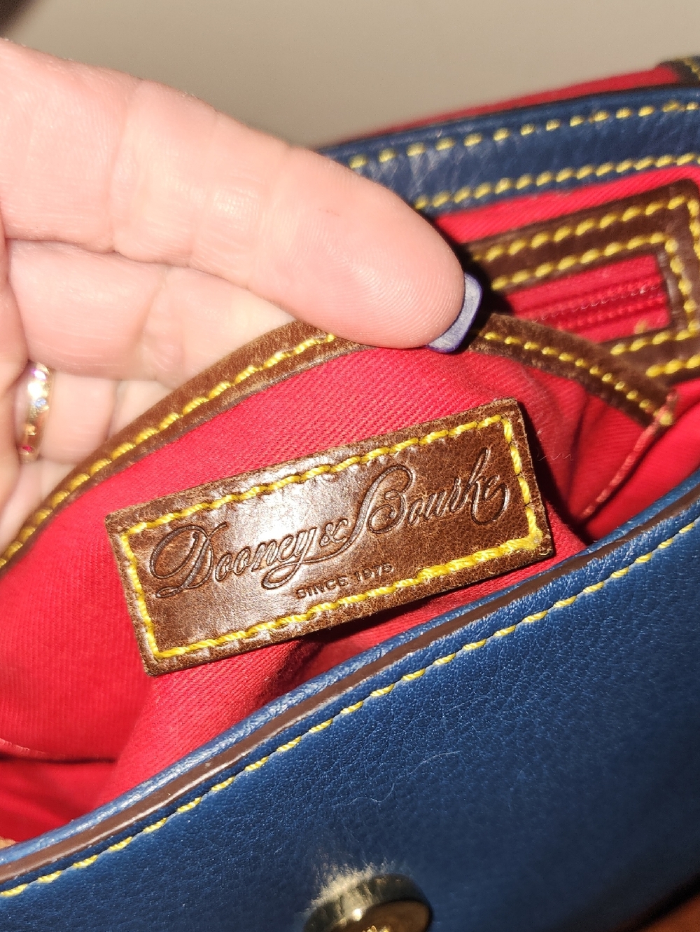 Dooney & Bourke Blue Pebble Soft Leather Crossbody with Brown Trim Locket - Picture 15 of 15